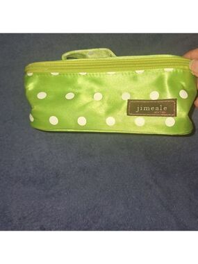 Jimeale Lime Green Polka Dot Makeup Pouch
